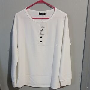 KILL A WISH Women’s White Long-Sleeve Henley Top
